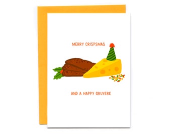 Funny Gruyere Christmas Card: Bread and Cheese Pun