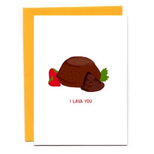 I Lava You - anniversary - Valentine's Day card - chocolate cake - pun - funny card - carb love