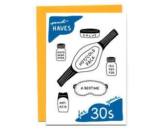 Must-Haves for Your 30s - funny birthday card