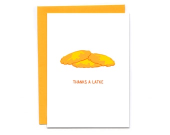 Thanks a Latke - funny thank you card - food puns - carb love - Hanukkah present