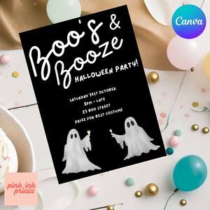 Boos and booze Halloween invite | digital download invitation template