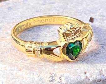 Emeral Isle 14 Ct Gold Coated Ladies Claddagh Ring