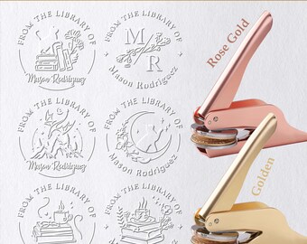 Personalized Book Embosser,Personalized Library Embosser,Gift for Book Lovers,Ex Libris,From The Library Of,Custom Stamp