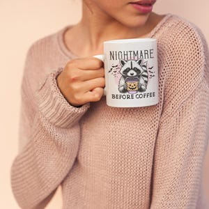 Raccoon Coffee Mug, Halloween, Animal Lover Mug, Cute Mug, Wildlife Enthusiast Gift, Novelty Coffee Cup