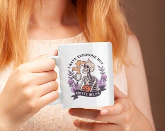 Halloween Ceramic Mug, Scary Pumpkin Coffee Cup, Haunted Tea Cup, Fall Decor, Gift for Her