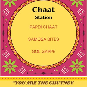 Chaat Station Sign Template • Indian Wedding Food Sign • Editable Canva Download