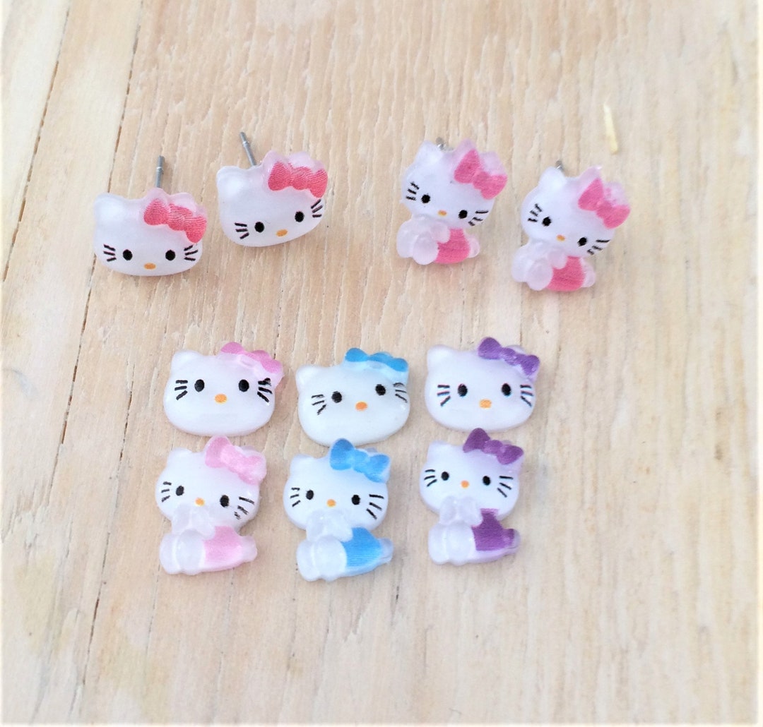 10mm MINI Resin Hello Kitty Kawaii Stud Earrings4 Colors for Etsy