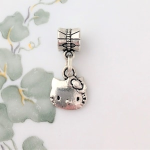 TWO Hello  Kitty Cat with Bow European Bracelet Dangle Bead Charms fit Pandora