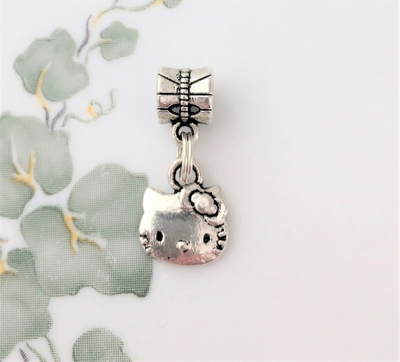 TWO Hello Kitty Cat With Bow European Bracelet Dangle Bead Charms Fit  Pandora 