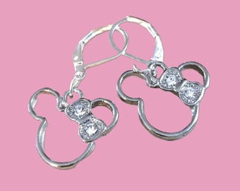 Minnie Mouse Earrings: Rhinestone, Lever back Wires "Disney"