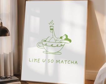 Impresión divertida de matcha: Arte de cocina retro para amantes del té (descarga digital)