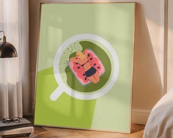 Matcha Latte Art Print: Trendy Kitchen Decor (Digital Download)