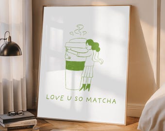 Impresión artística de Matcha y café: Póster de cocina divertido (descarga digital)