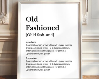 Impresión de cócteles antiguos: decoración minimalista para carrito de bar (descarga digital)
