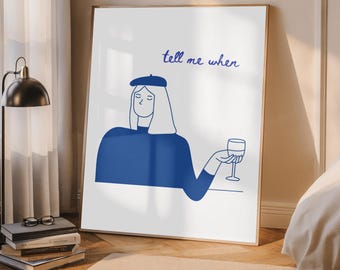 Impresión con frase divertida sobre vino: Arte para carrito de bar (descarga digital)