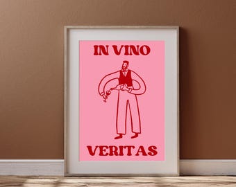 Impresión In Vino Veritas: Arte divertido para bares de vinos (Descarga digital)
