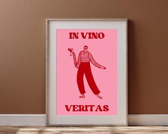 Impresión In Vino Veritas: Arte divertido para carrito de vino (Descarga digital)