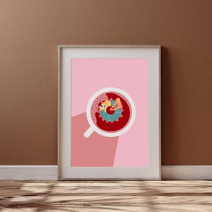 Pink Tea Cup Art Print: Funny Matcha Tea Poster (Digital Download)