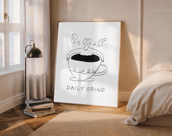 Lámina decorativa con cita divertida sobre café y espresso, decoración de cocina en blanco y negro, regalo para amantes del espresso, póster imprimible para carrito de bar, descarga digital.
