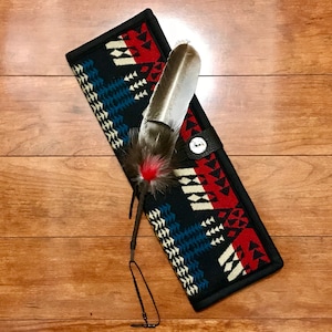 Feather Holder / Feather Case XL Wool Mini Scorpio Geometric Tribal Handcrafted Using Fabric from Pendleton Woolen Mill