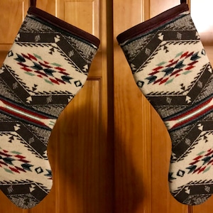 Christmas Stocking XL Wool Mini Spirit of the People Southwestern Tribal Handcrafted  Pendleton Woolen Mill Fabric