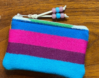 Geldbörse / Geldbeutel aus Wolle / Geschenkkartenhalter / Reißverschlusstasche XL San Gabriel Stripes Handgefertigter Pendleton Wollstoff