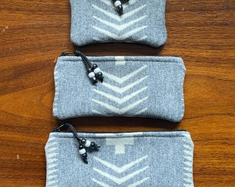 Set regalo da 3 / Borsa / Organizer / Set da viaggio in lana Silver Bark (A) Tessuto artigianale del Southwestern Pendleton Woolen Mill