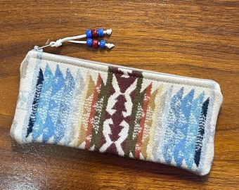 Estuche de lana para gafas / Estuche para tampones / Bolsa con cremallera Shonto Wheatlands (C) Tejido artesanal de Pendleton Woolen Mill