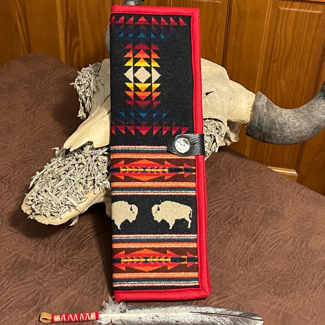 Wool Feather Holder/case, XXL, White Buffalo in Their Element, Red ...