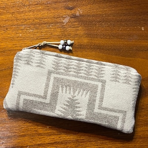 Wool Unlined Clutch Medium / Accessories Pouch / Travel Bag Tan Tonal Harding (B) Handcrafted Pendleton Woolen Mill Fabric