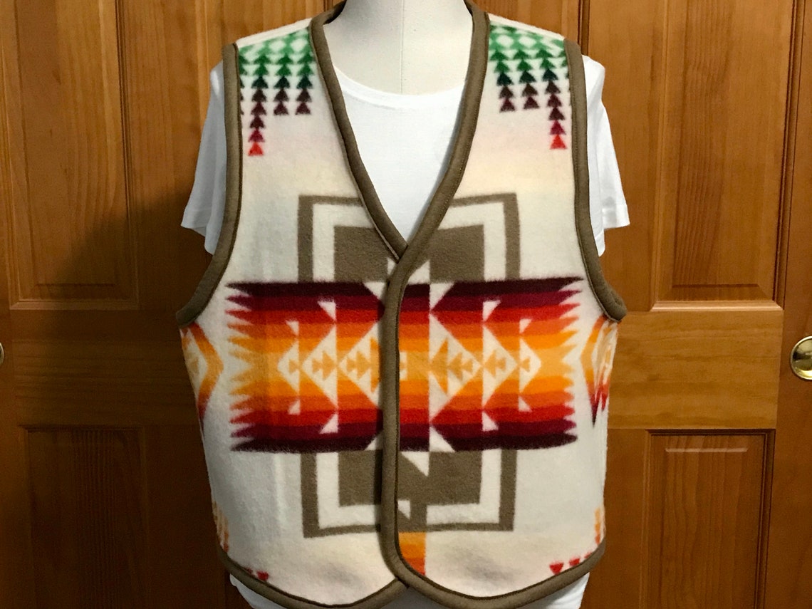 Wool Reversible Blanket Vest Large Ready to Ship Ivory Chief - Etsy