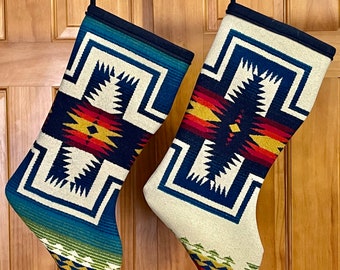 Christmas Stocking XL Harding Centennial (A) Tribal Southwestern Geometric Handcrafted Pendleton Woolen Mill Fabric