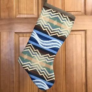 Christmas Stocking XL Earthy Ugg Boot Tribal Southwestern Geometric Handcrafted Pendleton Woolen Mill Fabric