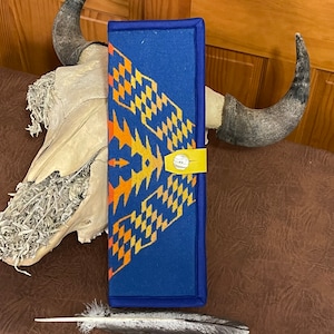 Porte-plume en laine bleu tremblement de terre et tonnerre (C) tissu artisanal de filature de laine Pendleton