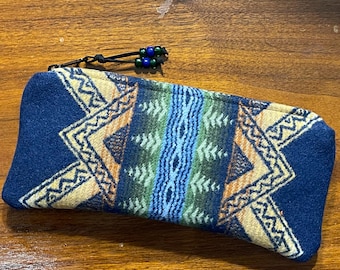 Borsa da viaggio/pochette grande in lana senza fodera, realizzata a mano in tessuto Pendleton Woolen Mill di American Treasures