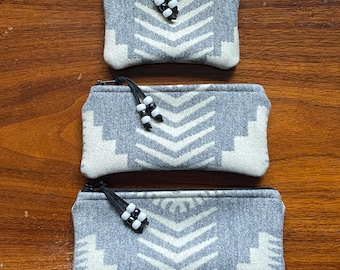 Set regalo da 3 / Borsa / Organizer / Set da viaggio in lana Silver Bark (B) Tessuto artigianale del Southwestern Pendleton Woolen Mill