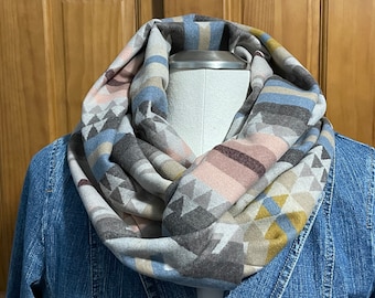 Wool Infinity Scarf Twisted / Möbius 73 x 6 1/2 Southwestern Pastels Jacket Weight Southwestern Handcrafted Pendleton Woolen Mill Fabric