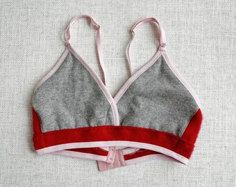 100% cashmere bra in Grey and Red Women's Medium/Large | Fleur d'Eve by Econica
