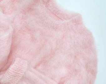 Warm Pastel Wool Knit Sweater |  Fuzzy Alpaca Wool Sweater