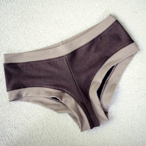 SAMPLE SALE  Organic french terry boyshorts panties brown taupe