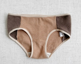 Cashmere hipster brief in neutral beige and taupe Women's Small | Ready to ship | Fleur d'Eve by Econica