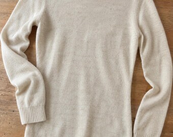 Natural Merino Wool Sweater, 100% Superfine Wool Crewneck, Lightweight Knit Top, Soft Wool Pullover, Natural Fiber Sweater