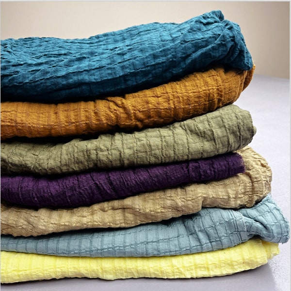 2.7 yards each 100% cotton gauze | summer gauze fabric | crinkled cotton purple, beige, yellow, olive, terracotta, peacock