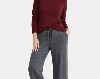 Wide Leg Wool Pants with pockets | Merino Wool Women's Trousers