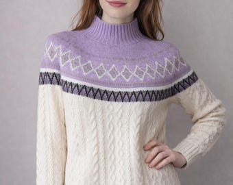 Fair Isle trui Scandinavische kasjmier | 100% kasjmier damestop in Noorse stijl