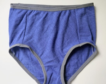 High Waist Merino Wool French Brief, Women's Wool Underwear, Full Coverage Panties, Size Medium, Handmade in Canada