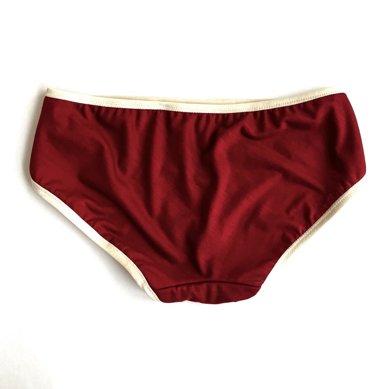 Red Merino Wool Bikini Briefs | Handmade Lingerie With Lace Trim - Etsy