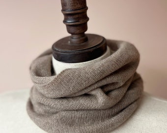 Taupe Pure Cashmere Neck Warmer | Neutral Cashmere Neckwarmer | Fleur d'Eve by Econica