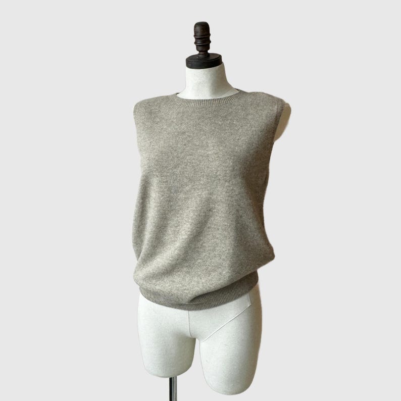 Merino Wolle Ärmelloses Top | Damen Strick-Crewneck Bild 3