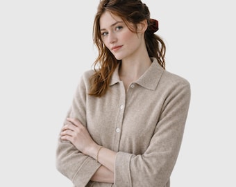 Pure Cashmere Knit Button-Down Shirt | 100% Cashmere Cardigan